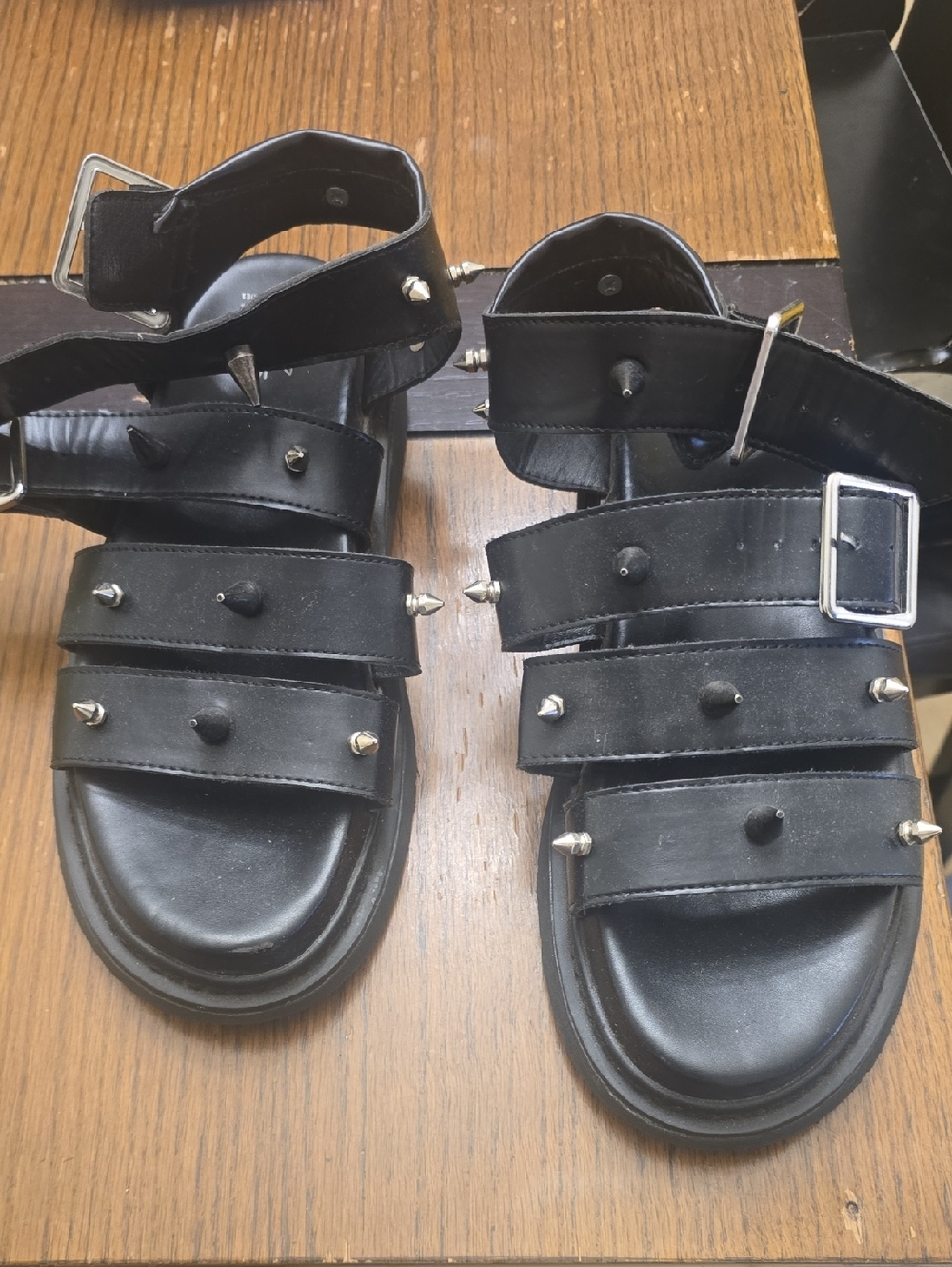Black Studded Strap Sandals